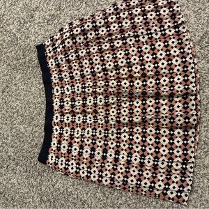 J. Crew Black, Peach & White Geometric Pleated Skirt